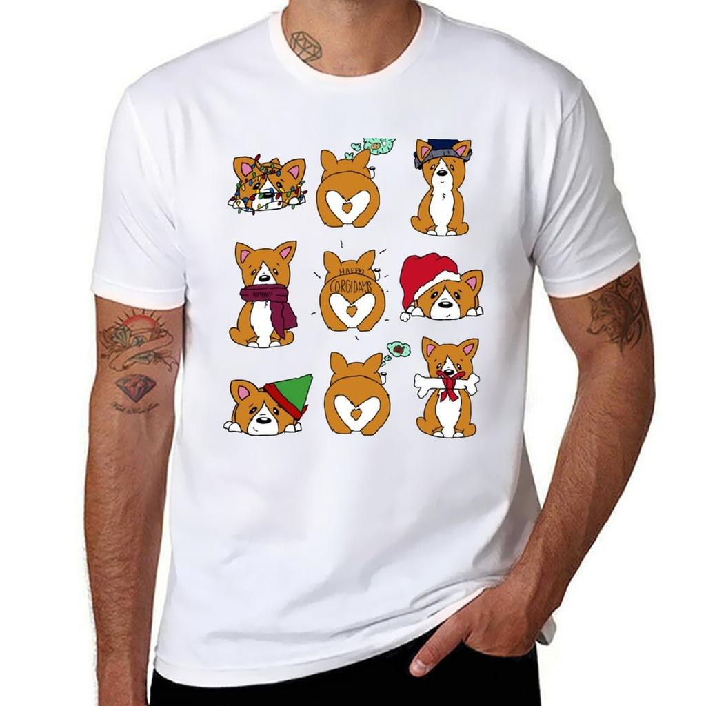 Holiday Corgs TShirt cotton t shirts high quality g man t shirts for men TShirt