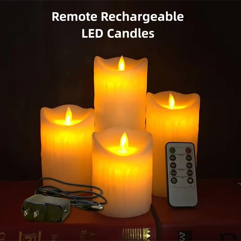 4-Pack Remote Control Rechargeable LED Candles Atmosphere Candlelit Dinner Home Decoration Rechargeable Remote Electronic Candle