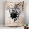 Cowboy Riding Horse Tapestry Wall Hanging, Retro Western Vintage Poster Art, Wild West Wall Decor for Bedroom Living Room Dorm