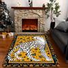 Chic White Leopard & Yellow Base Area Mat - Non-Slip, Stain &, Perfect for Living Room, Bedroom, Office Decor