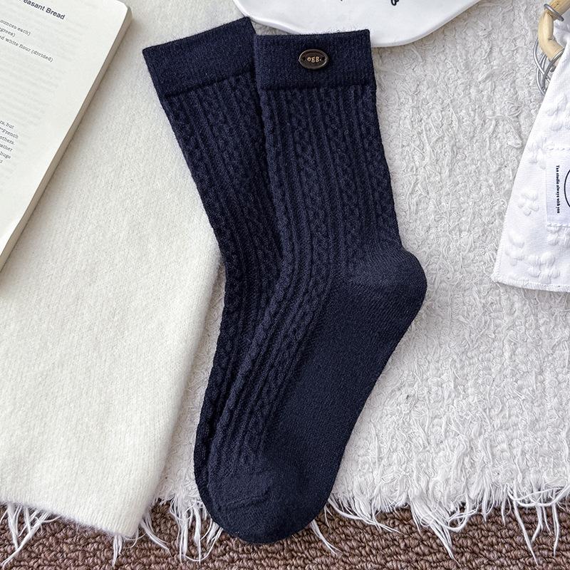 Wool Socks Children'S Warm Fleece Medium Tube Socks Season Warm Fleece Thickened Egg Button Twist Stacking Socks Women