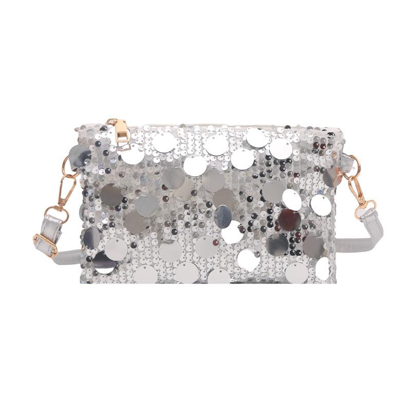 

Fashion popular sequins mobile phone small square bag women s new niche design shoulder bag mini bag срібний