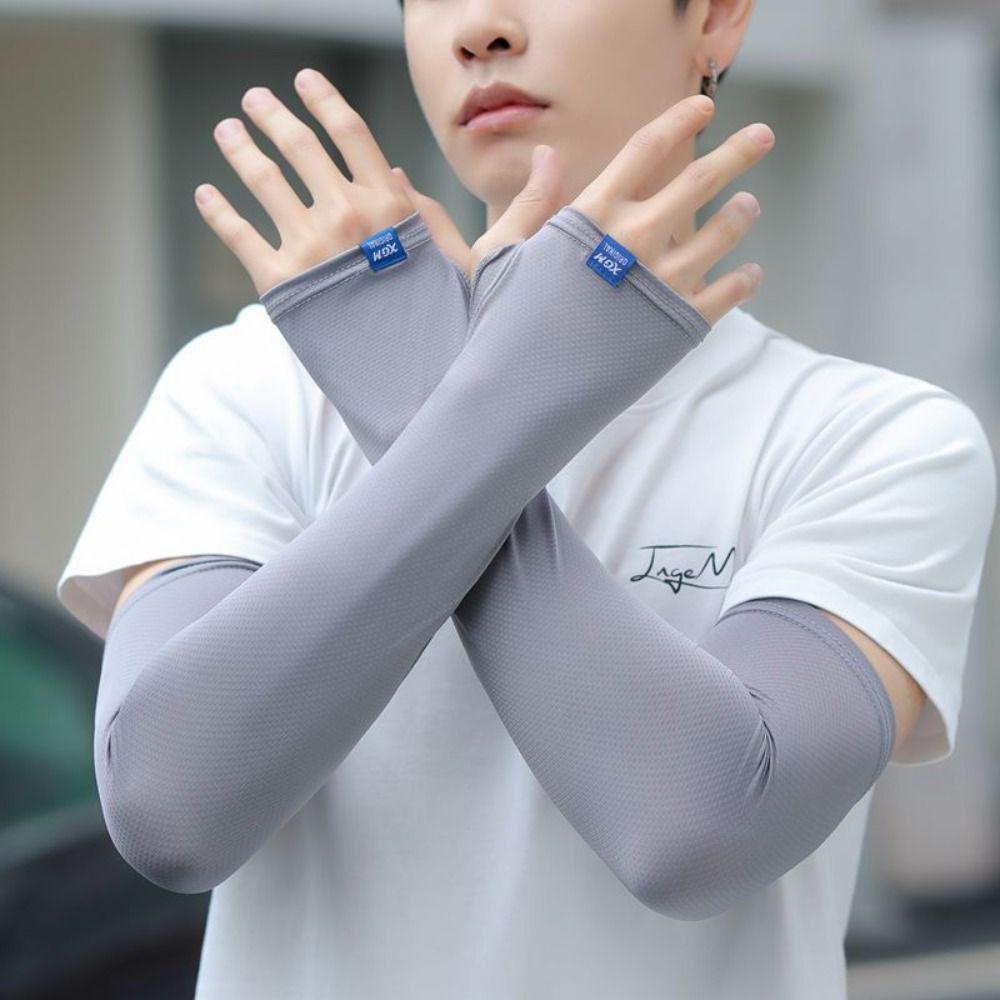 

Pure Color Ice Silk Sleeves Gloves Sun Protection Fishing Arm Sleeves Female/Male