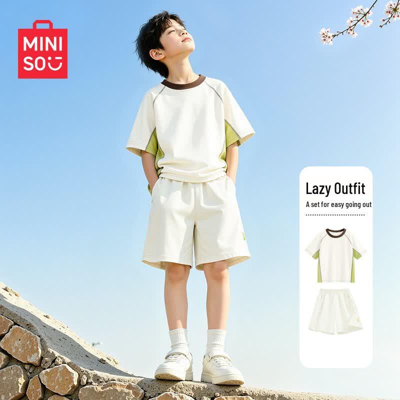 MINISO Boys' Quick-Dry Sporty Short Sleeve T-shirt & Shorts Set