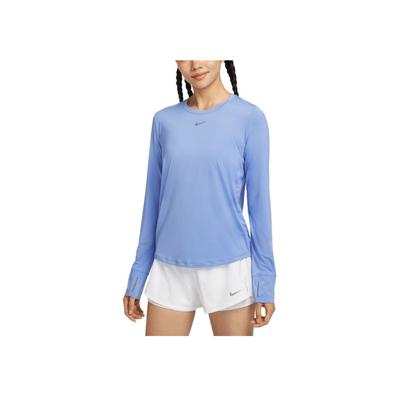 Dri-Fit One Feuchtigkeitsableitender Rundhals-Pullover Schnelltrocknendes Langarm-T-Shirt Damen T-Shirt Blau FN2802494