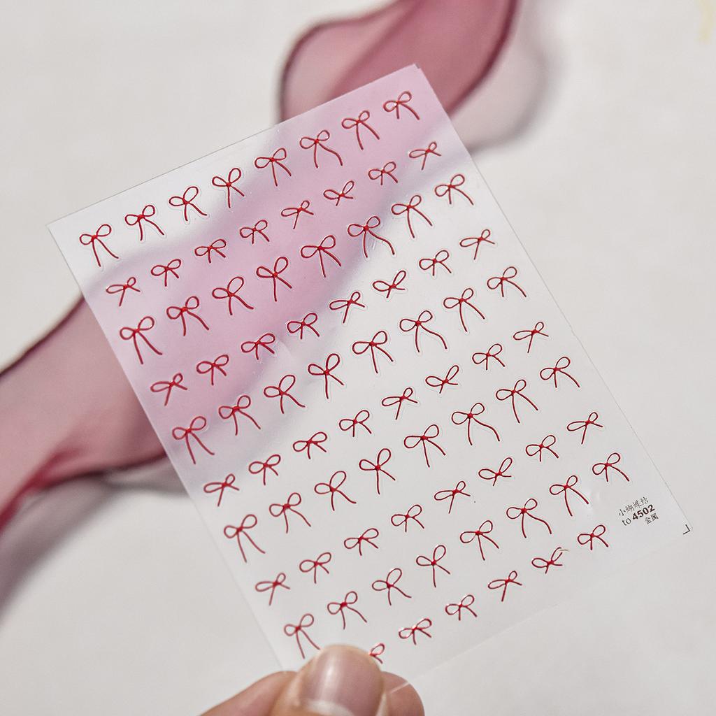 1pcs 5D Exquisite Pink Bow Nail Sticker Colorful Small Ribbon Adhesive Decals Nail Art Decoration DIY Accessory