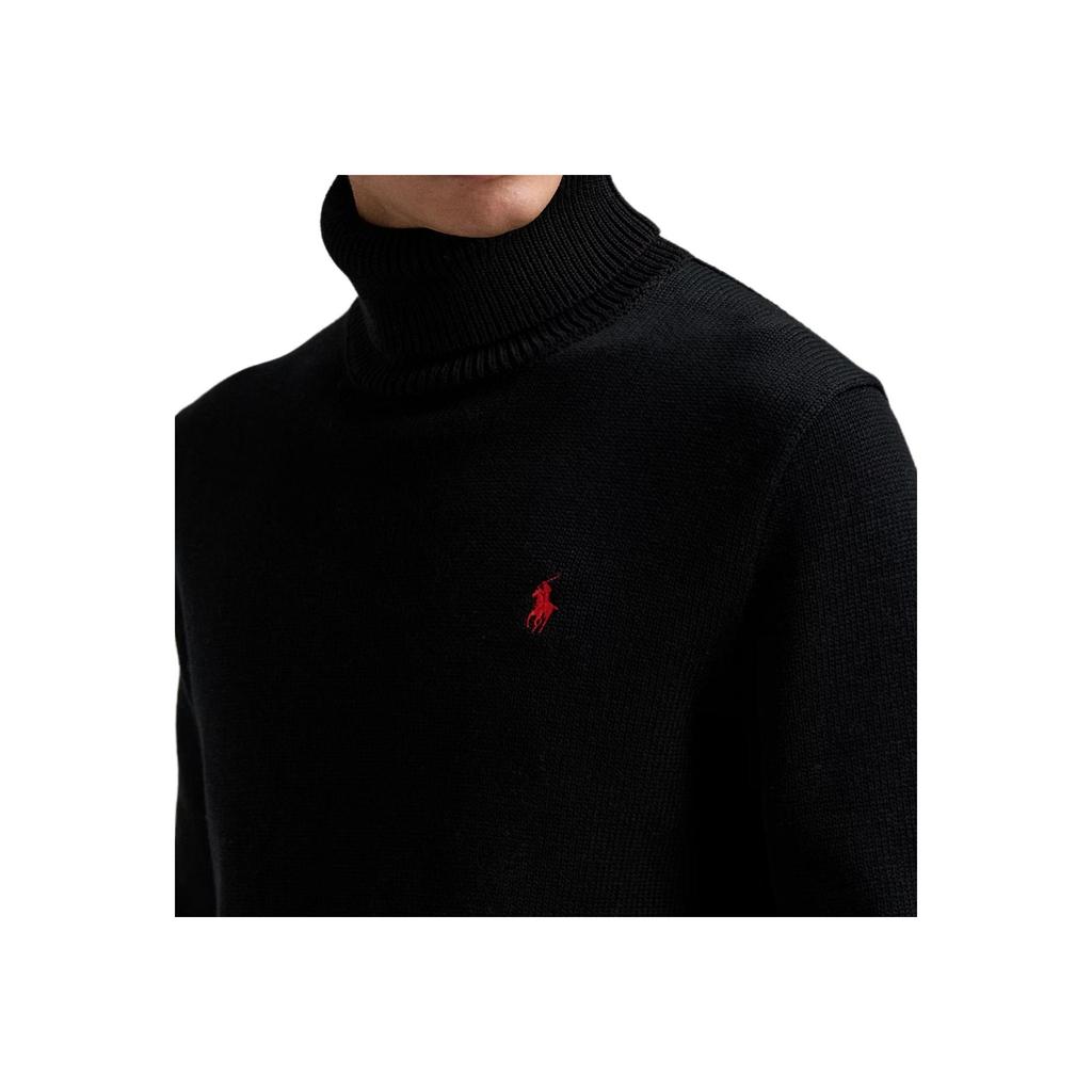 Polo Ralph Lauren Small Pony Logo Embroidered High Neck Knitted Wool Sweater Men Sweater Black 710777848-001