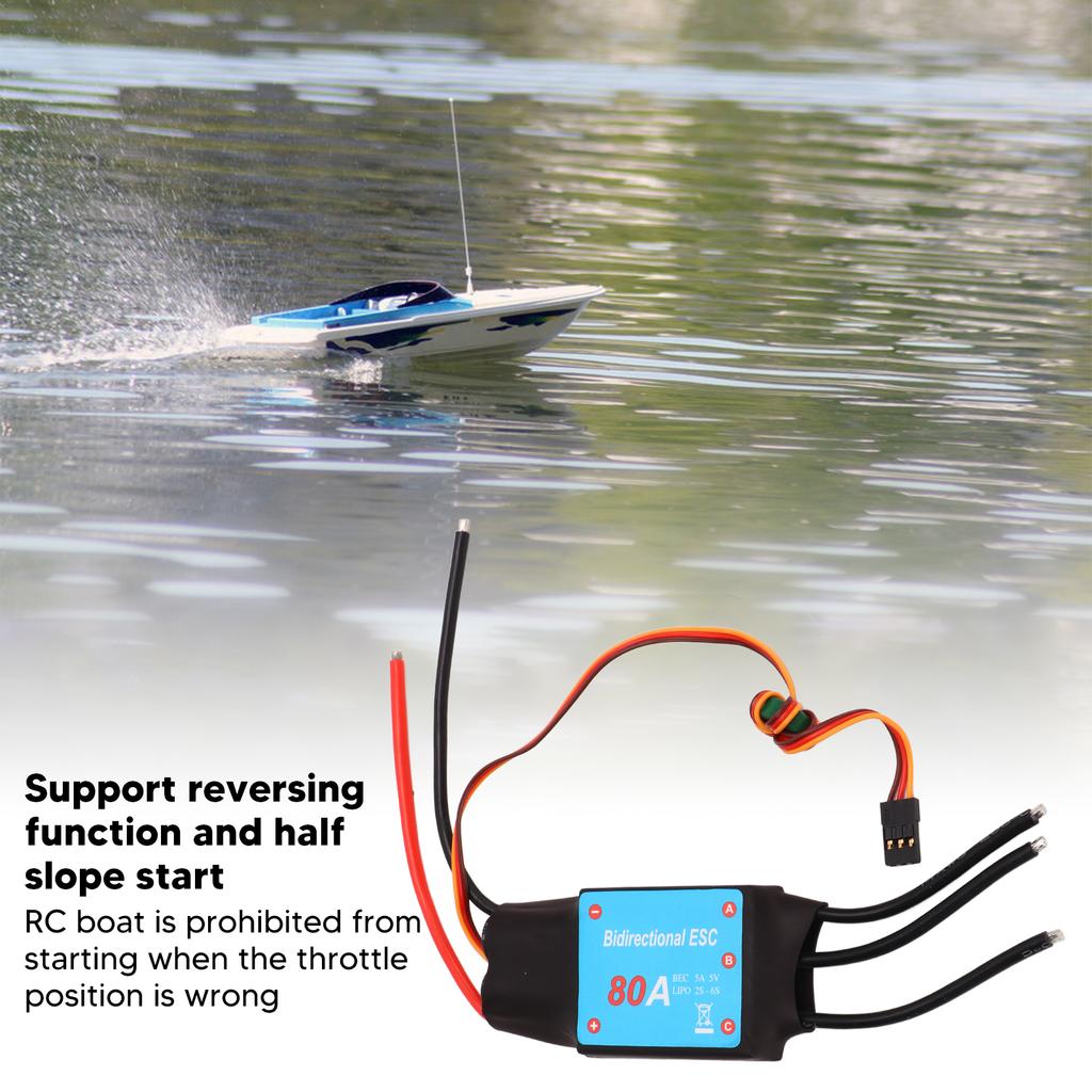 RC Boat Brushless ESC 80A Brushless 5V 5A BCE Output Multifunction ESC Speed Controller for RC Boat Underwater Propeller