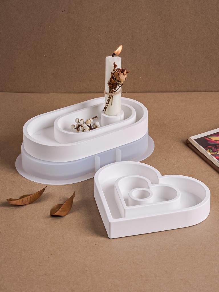 DIY Geometry Star Candle Holder Silicone Mold DIY Simple Heart Candlestick Concrete Mould Gypsum Resin Craft Molds Home Decor