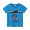 Godzilla Children Short Sleeve T Shirts Anime Character Print Polyester Tops Boys Cartoon Summer Casual Tees Kids Clothing Gifts