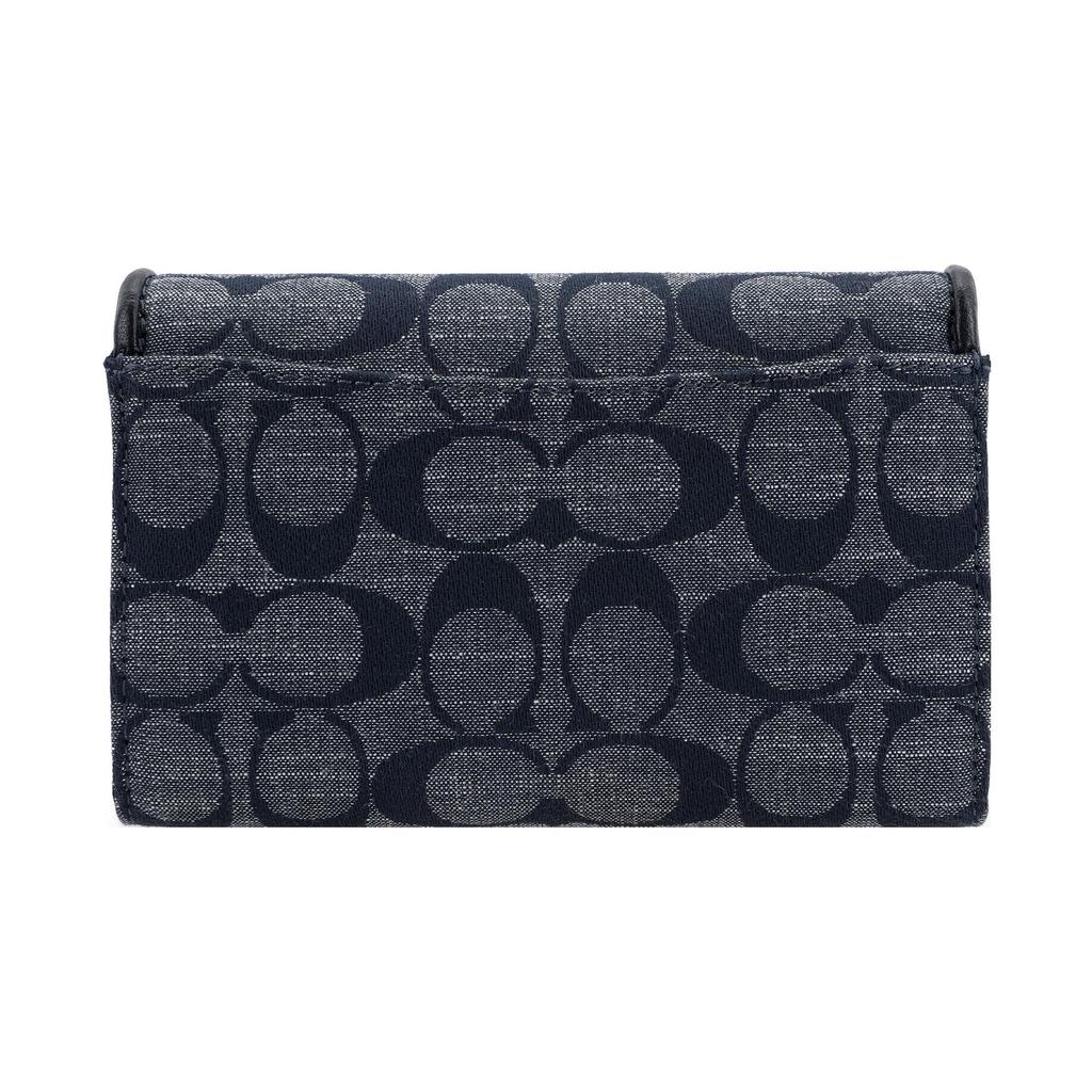 Coach Kleo 15 Classic Monogram Leather And Fabric Mini Clutch Women Clutch Denim-Blue C8308-IMDEI