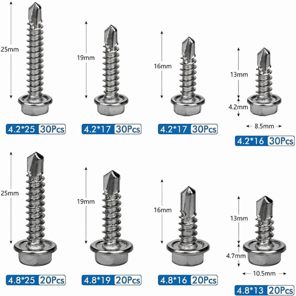 200pcs Flat Head Self-tapping Screws Cross Head Hardware Fastener Sheet Metal Screws  Wood