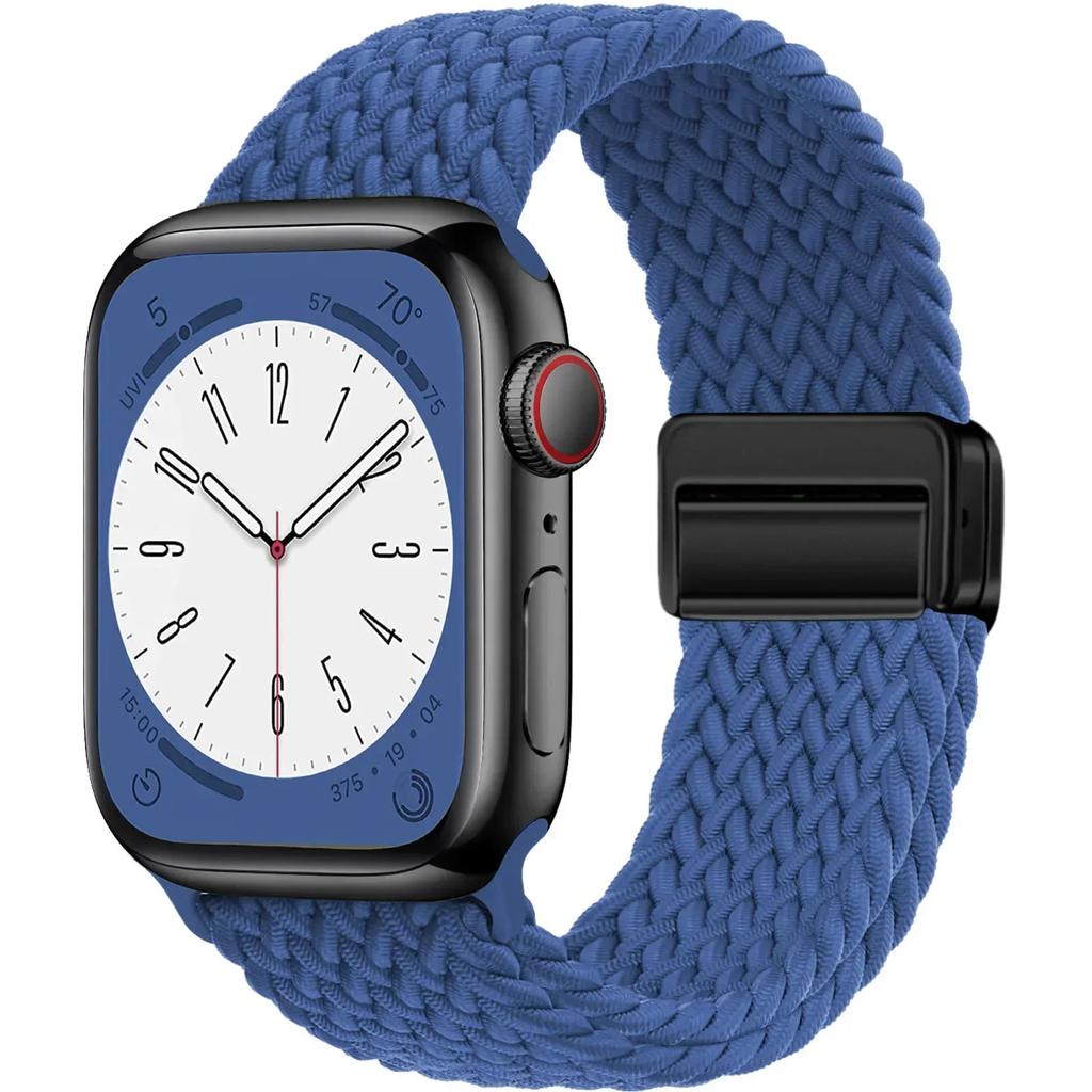 Nylon Band For Apple Watch Strap 44mm 40mm 45mm 46mm 49mm 41mm 38 Magnetic Braided Bracelet iWatch Series Se 7 6 8 9 10 Ultra 2