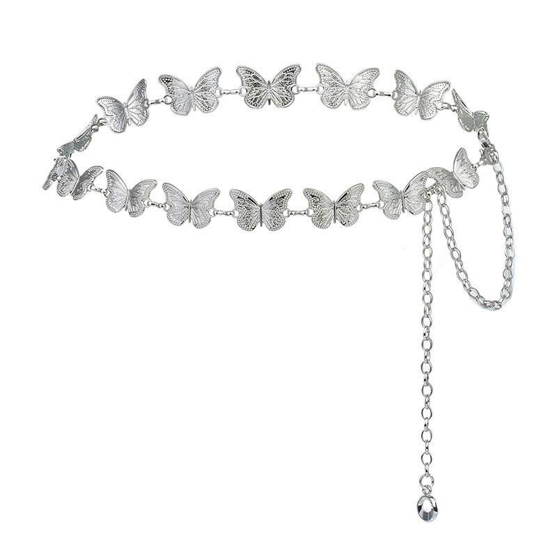Waist Chic Metal Belt With Vintage Butterfly Design Perfect For Korean Jk Uniforms