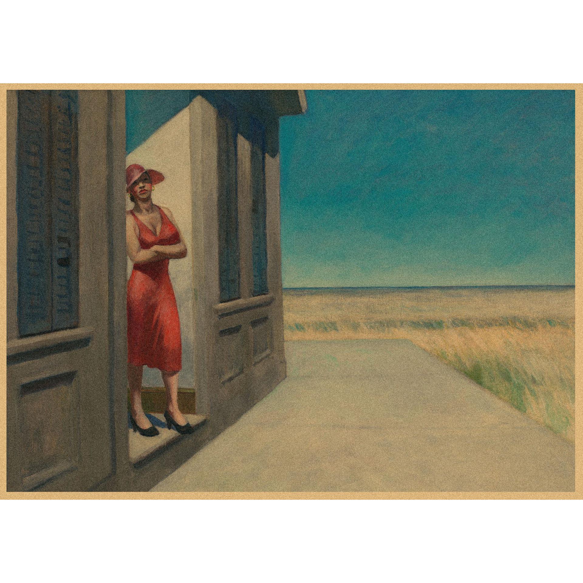 

Edward Hopper Landscape Poster - Retro Kraft Paper Wall Art, Famous Painting Mural Decor 29.7X42cm (A3 size)