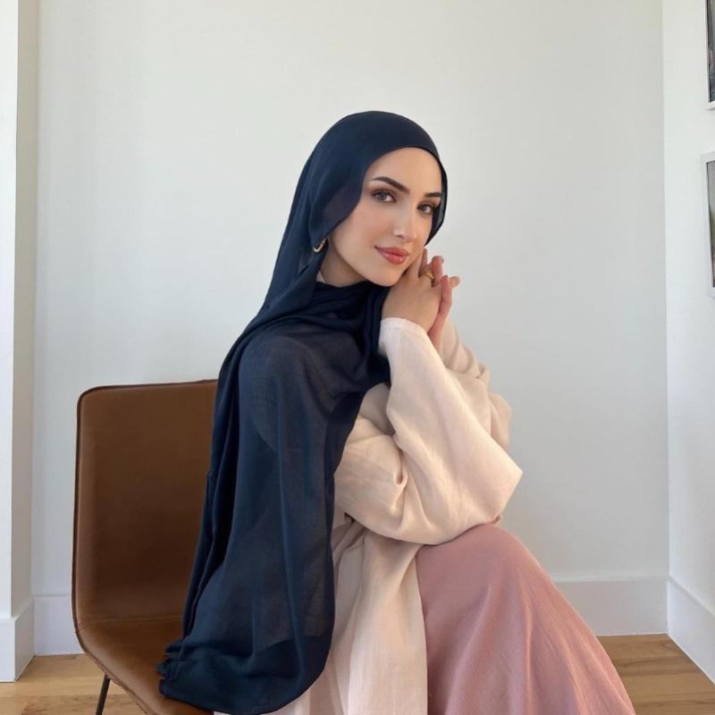 2024 Soft Rayon Cotton Muslim Hijabs for Women Scarf Plain Shawls Femme Musulman Viscose Rayon Headscarf Islamic Turban Headband