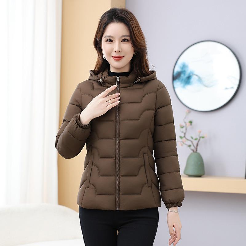 

Женская короткая зимняя пуховая одежда, новая модная повседневная универсальная теплая и тонкая хлопковая одежда, хлопковая куртка большого размера 6XL темный кофе