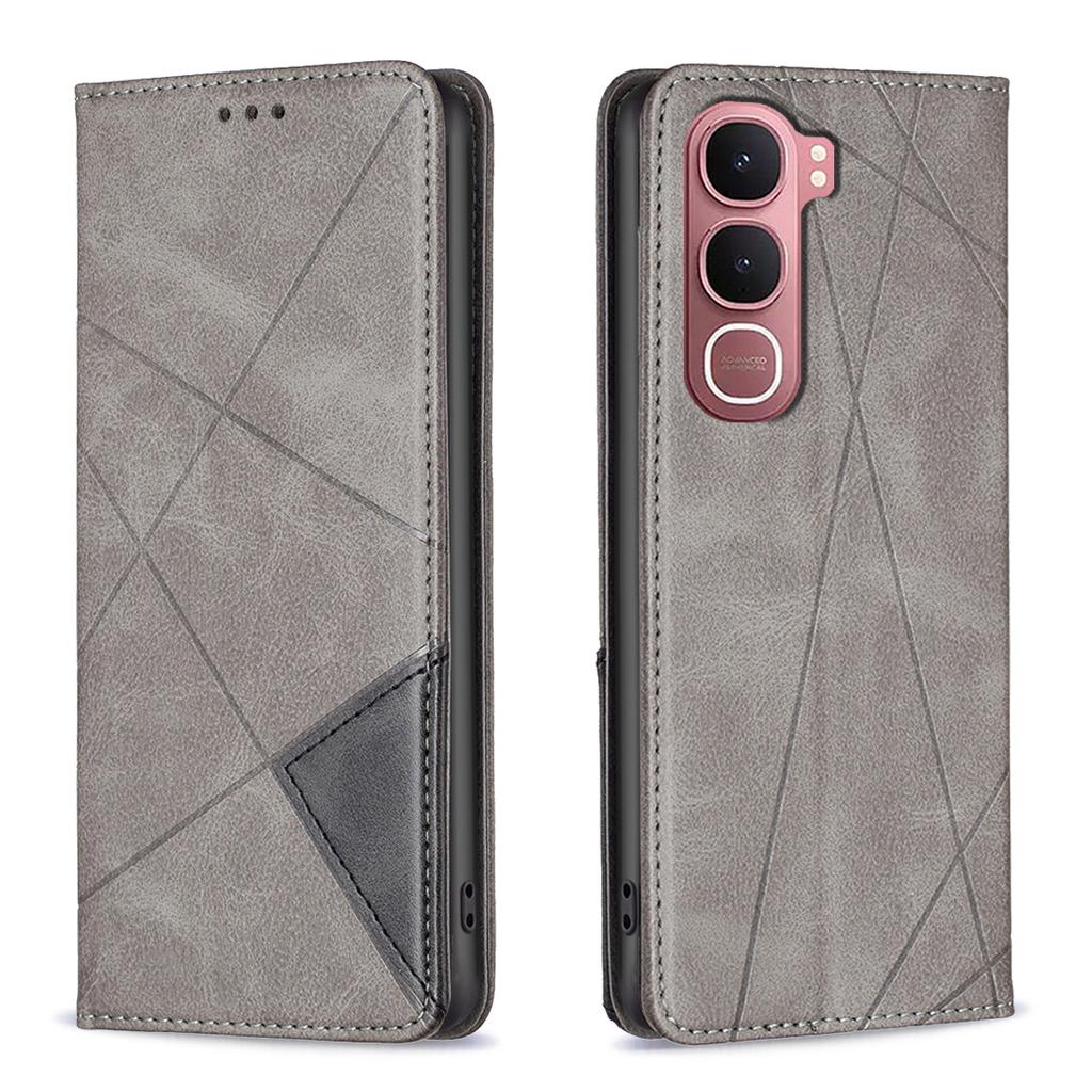 For vivo Y31 5G Case Card Slots Geometry Imprint Leather Phone Cover