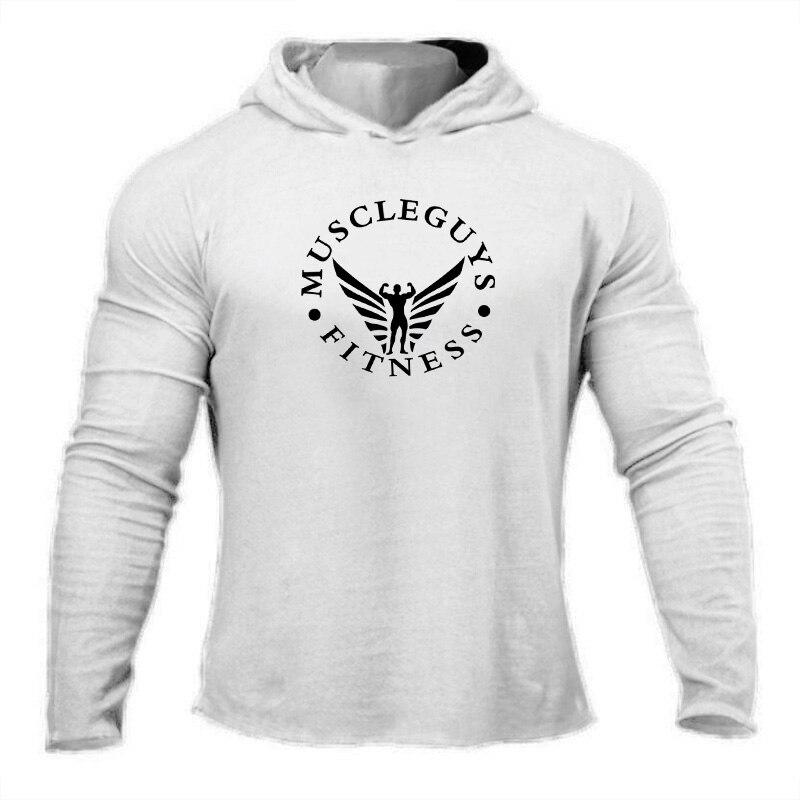Muscleguys Spring and Autumn New Youth Black Hoodie T-shirts Daily Casual Tops Fitness Bodybuilder Training Clothes
