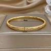 Greatera Irregularly Patterned Diamond-encrusted Fine Bracelet Copper Plated Gold Thin Design Women's Bangle Party Gift