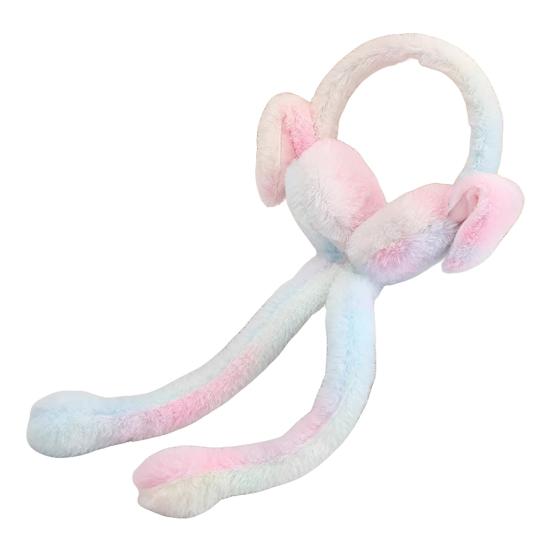 Dámský zimní ohřívač uší Roztomilé plyšové náušníky s pohyblivými skákacími králičími uši Přechodová barva Kryty uší Čelenka pro ženy dívky