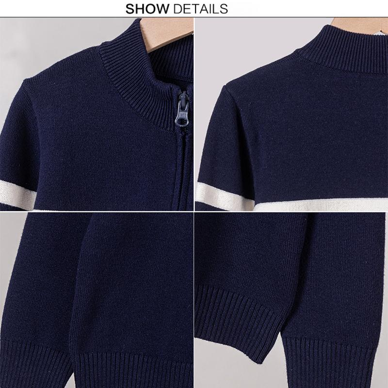 Children's Clothing Stand Collar Zipper Boy Girl Knitted Cardigan Top Spring and Autumn All-match Children's Sweater Jacket