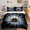 Black Spider with Symmetric Web Pattern Duvet Cover Set Digital Print Colorful Polyester Bedding with Zipper Closur for Gifts