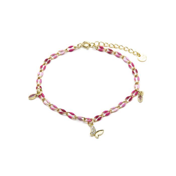 Bracelet - LUXENTER - Axelon - Argent sterling 925 - finition or jaune 18k - Laque rose