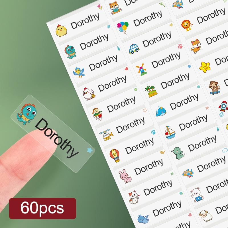 

Custom Waterproof Transparent Name Stickers - Personalized Multilingual Labels for Kids School Supplies (Hebrew/English/Spanish) 3cm