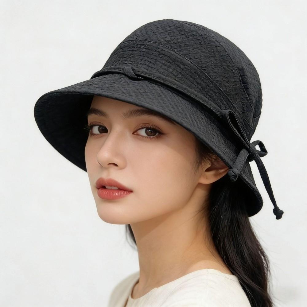 Lightweight Sun Protection Hat Stylish Bow Sunshade Bucket Hat Wide Brim Fisherman Hat Gardening