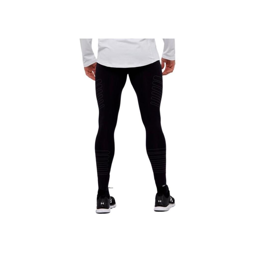 Under Armour Solid Color Logo Print Reflective Sports Leggings Men Leggings Black 1299035-001