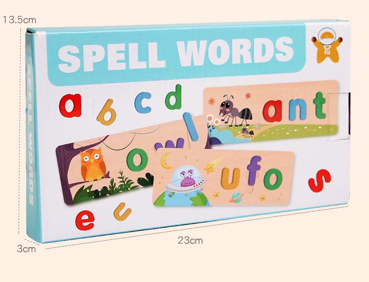 Enlightenment Wooden Word Spelling Game: Educational Letter Recognition Jigsaw for Kids