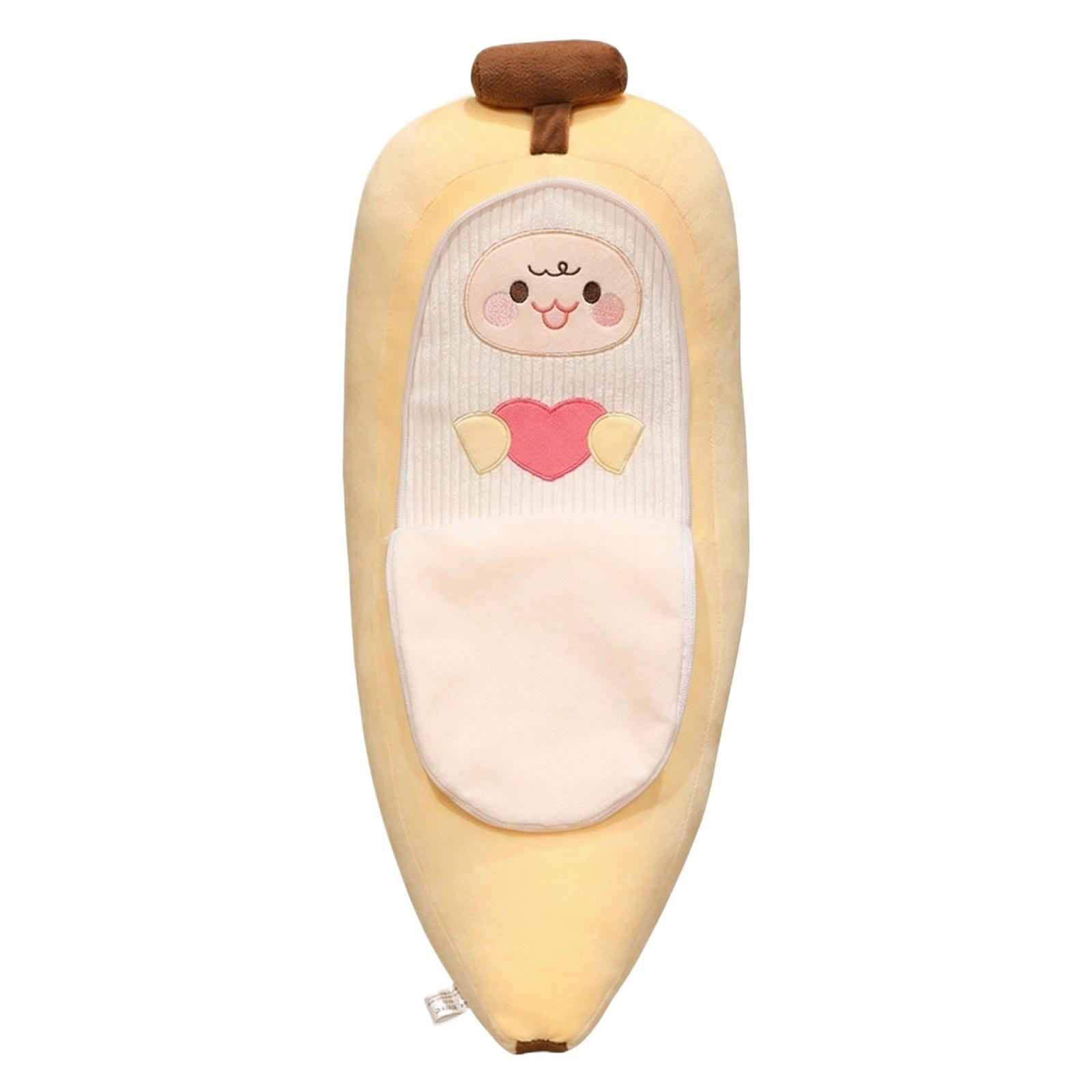 

Plush Banana Shaped Pillow Stuffed Toy Soft Cushion with Cartoon Character Design for Home and Office Decor Gift One Size жовтий