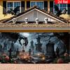 2D flat banner 1 Halloween garage door covering banner gothic-style cemetery decoration.PMJ