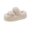 2025 spring and autumn new muffin thick bottom heightening plush fluffy cotton slippers women wear ins home fluffy slippers