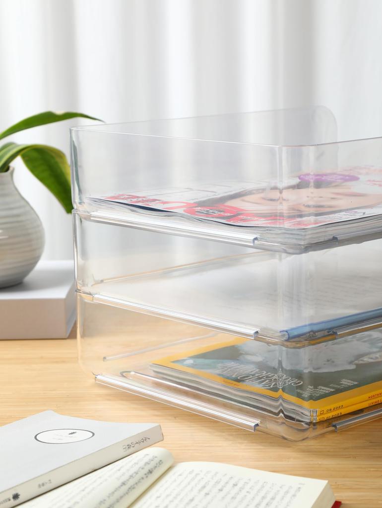 A4 vertical document letter letter book storage 3-tier tray, case, tray, (3pcs/set, clear)