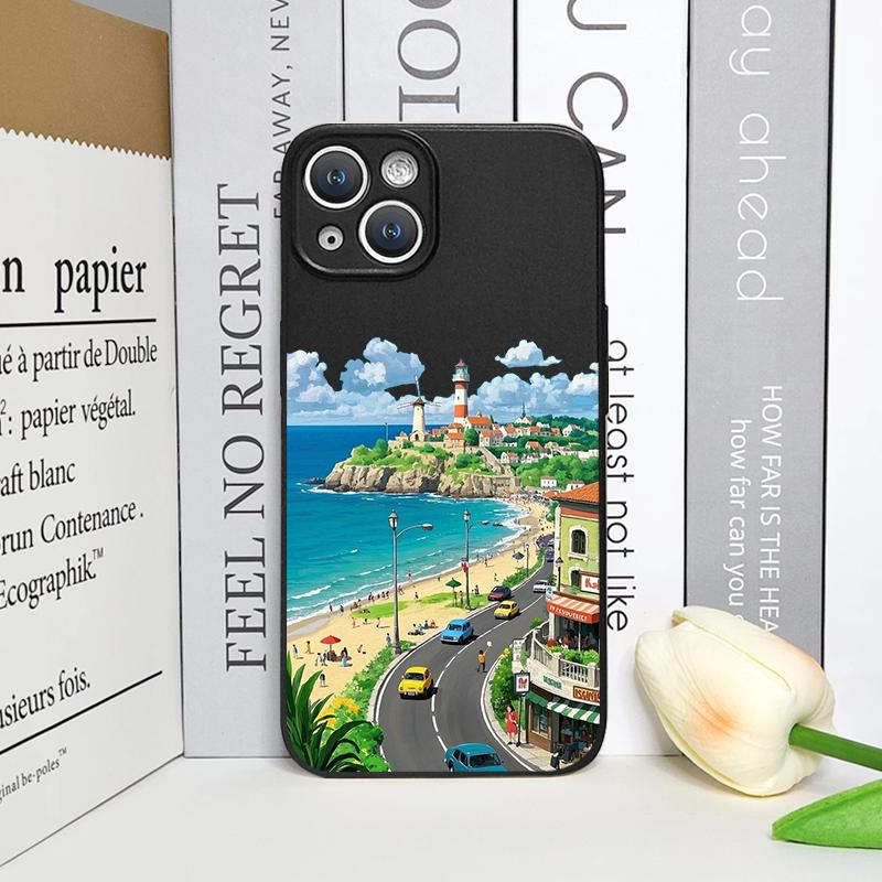 

Cartoon Field Mountain Landscape Printed Phone Case for iPhone 17 16 12 11 14 13 15 Pro Max Mini X XS MAX XR 7 8 Plus Soft Cover iPhone 15 Pro Max