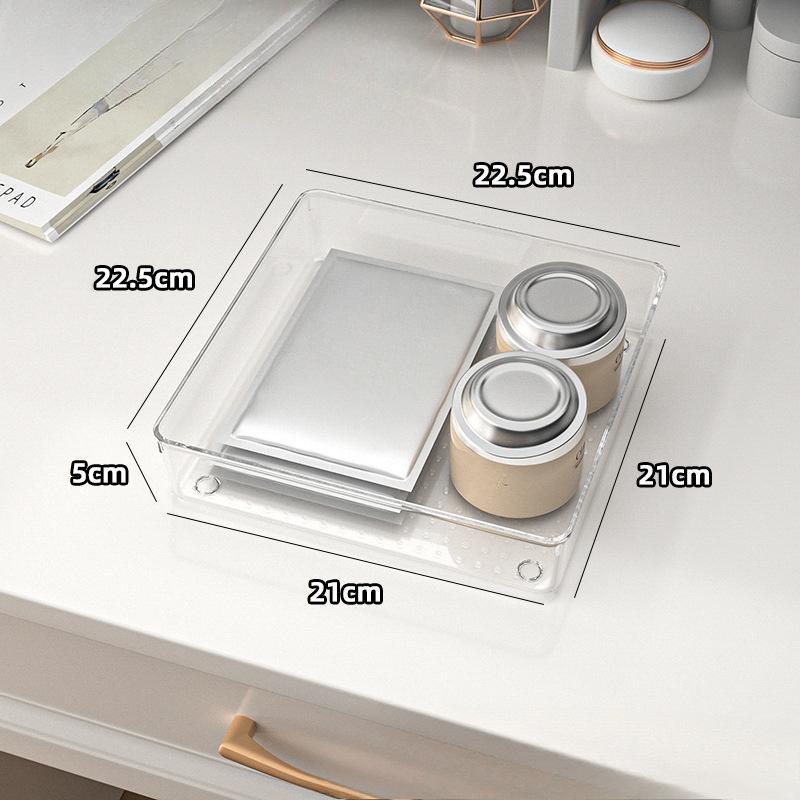 Transparent Combination Partition Storage Box Polka Dot Striped Box Drawer Organization and Dressing Table Set