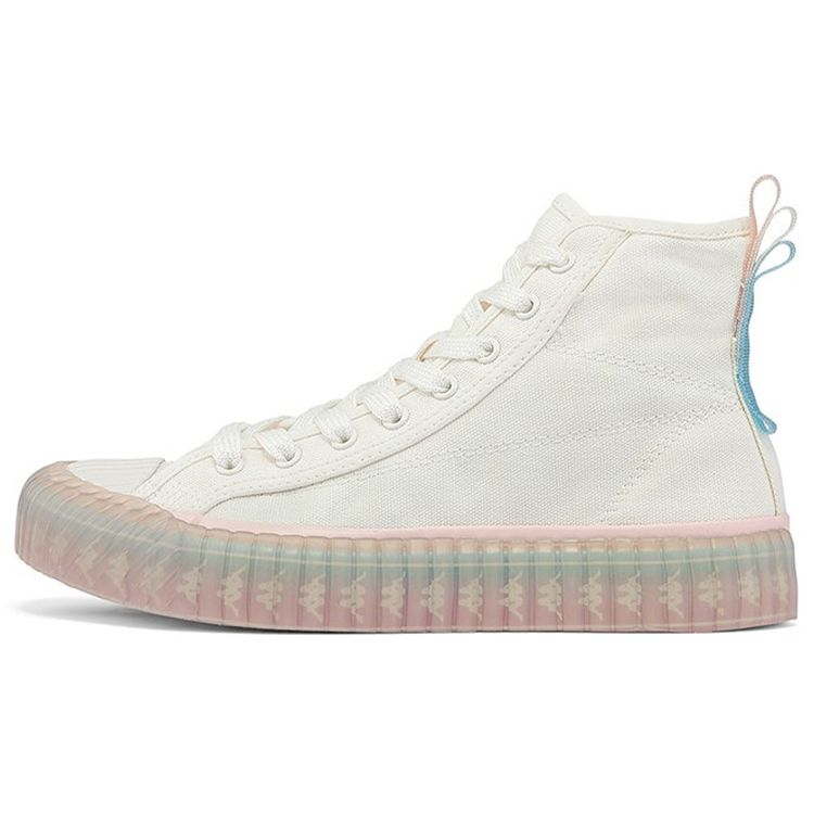 Kappa Trendy Comfortable Non-Slip Wear-Resistant Lightweight Breathable High-Top Canvas Shoes Women sneaker White Pink K0C25VS14-012