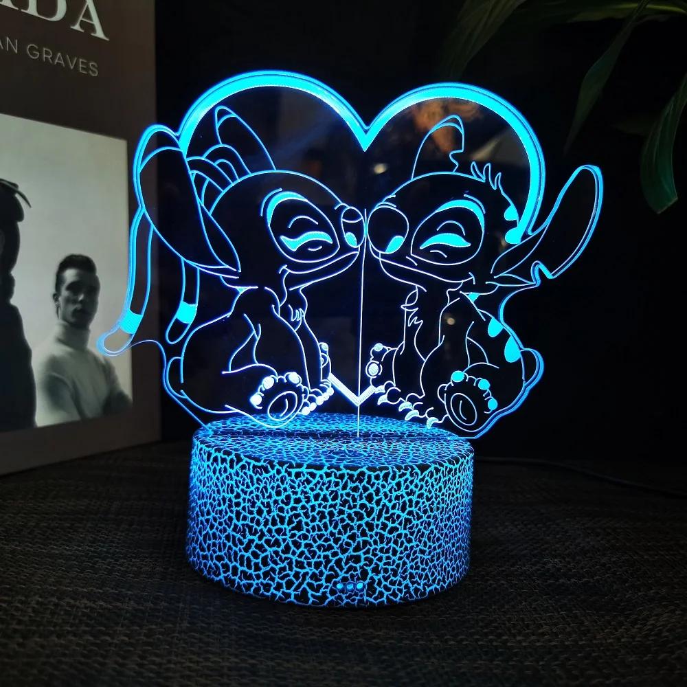 

Ange & Stitch 3D Night Light With Colour Changing Acrylic Rgb Led Gadget Light For Kids Room Decoration, Gift For Boys And Girls (As shown-31301)-7 colors no remote