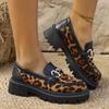 Women's Fashion Leopard Patchwork Slip-on Loafers Chunky Heel Platform Flats 2025 New Moccasins Casual Shoes Plus Size Zapatos