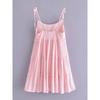 Kaslead New Arrival Women's Clothing Fashion Style Layered Patchwork Pink Sling Dress Loose Versatile Short Skirt