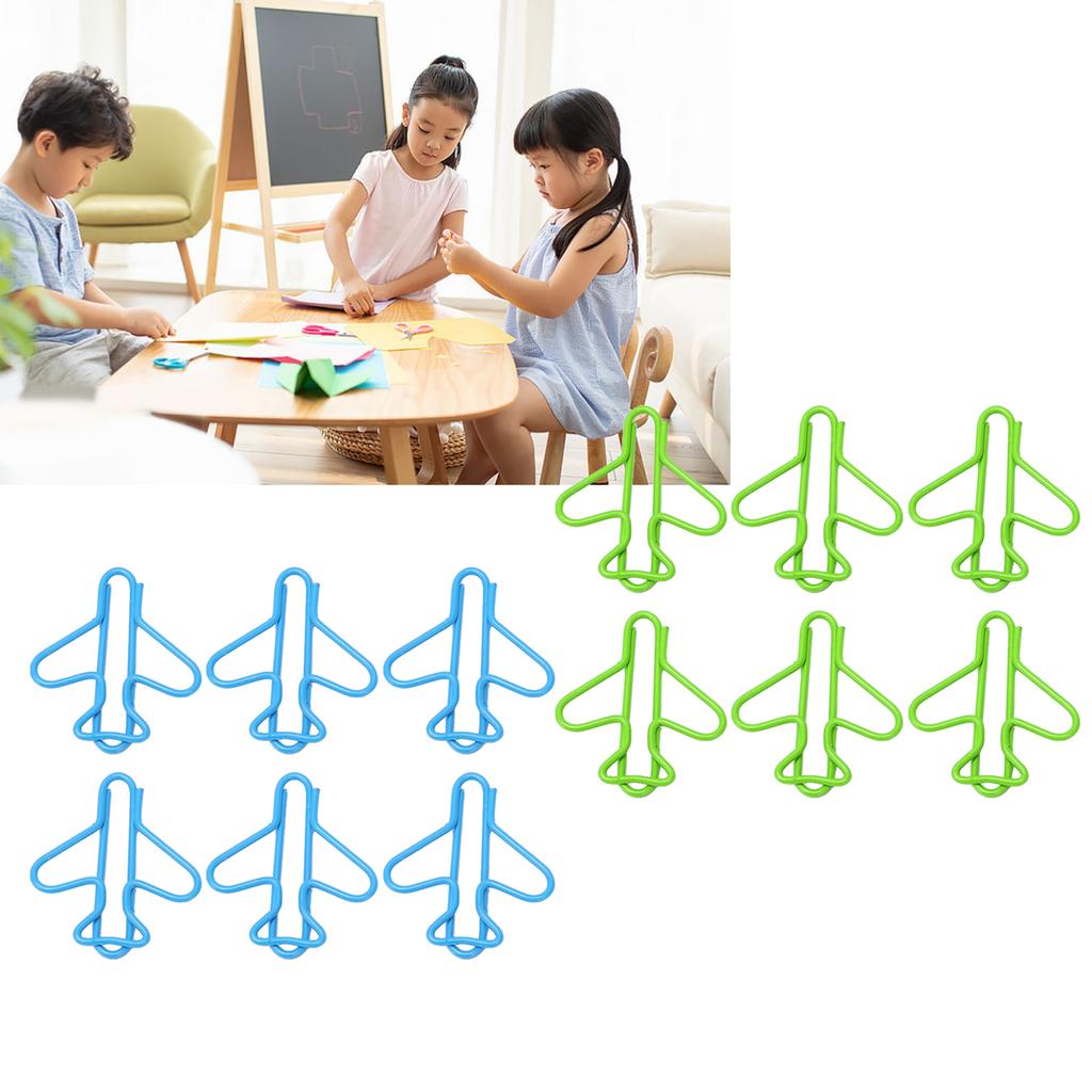 100Pcs Cute Paper Clips Plane Shape Design Covered Wire Bright Color Fancy Paperclips for Scrapbook