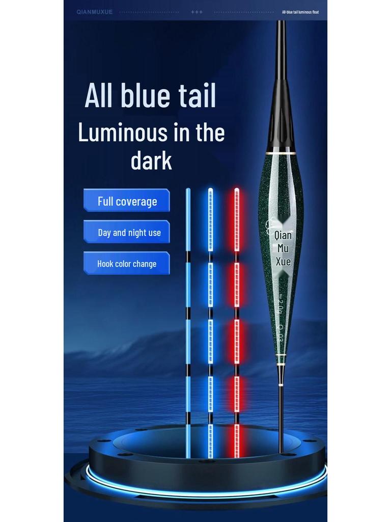 Dual-Use High Brightness Blue Luminous Float for Day and Night Fishing - High Sensitivity for Crucian Carp and Carp