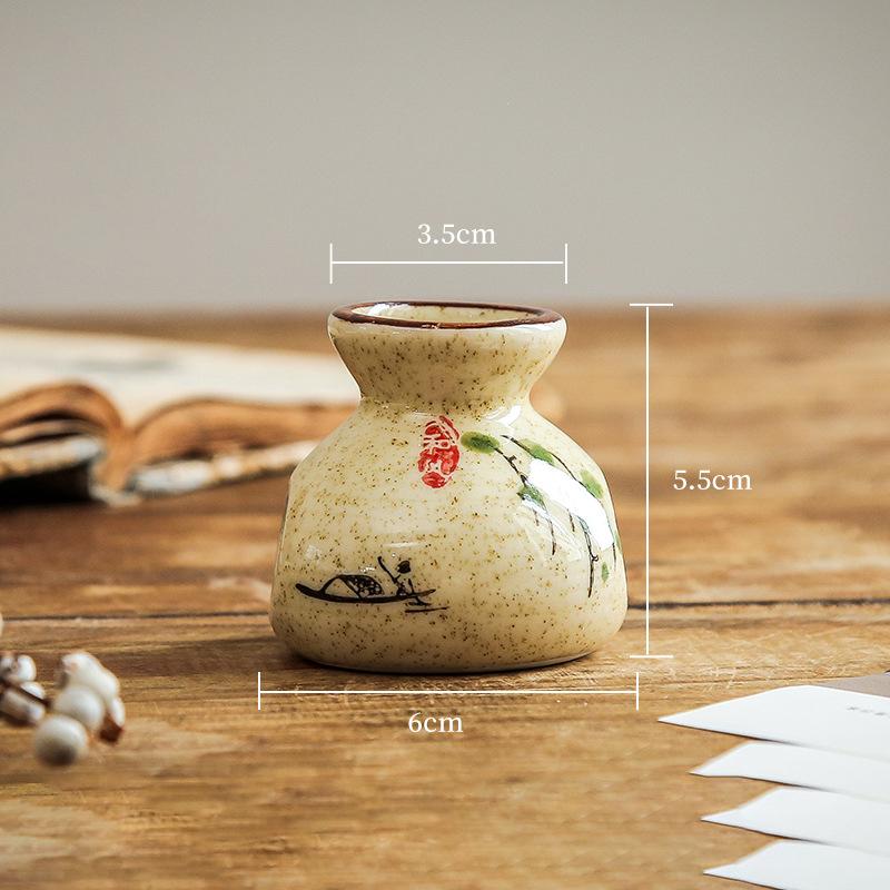 Japanese Style Ceramic Toothpick Holder Mini Retro Cotton Swab Storage Jar Simple Decorative Small Vase Toothpick Dispenser Box