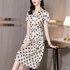 Premium Silk Polka Dot Midi Dress – Summer Slimming Temperament