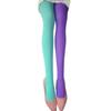 Two Tone Candy Colored Contrast Tights Stockings Open Crotch Designs Asymmetrical Multicolor Pantyhose Hosiery for Women