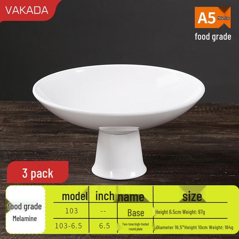 VAKADA Melamine High-Foot Round Serving Plates
