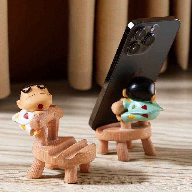 Crayon small new mobile phone holder creative small ornament mobile phone holder office desktop cute doll figure ornament