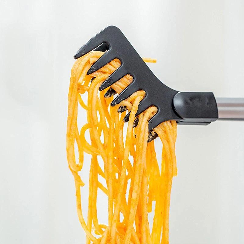 Nudelzange Langer Griff Küche Edelstahl Lebensmittelzange, Salatzange Grillzange Lo Mein Spaghetti Zange